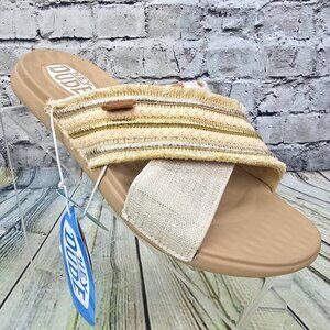 Hey Dude Christi Slide Sandals Novelty Fringe Women's 8 Natural Gold Summer NEW